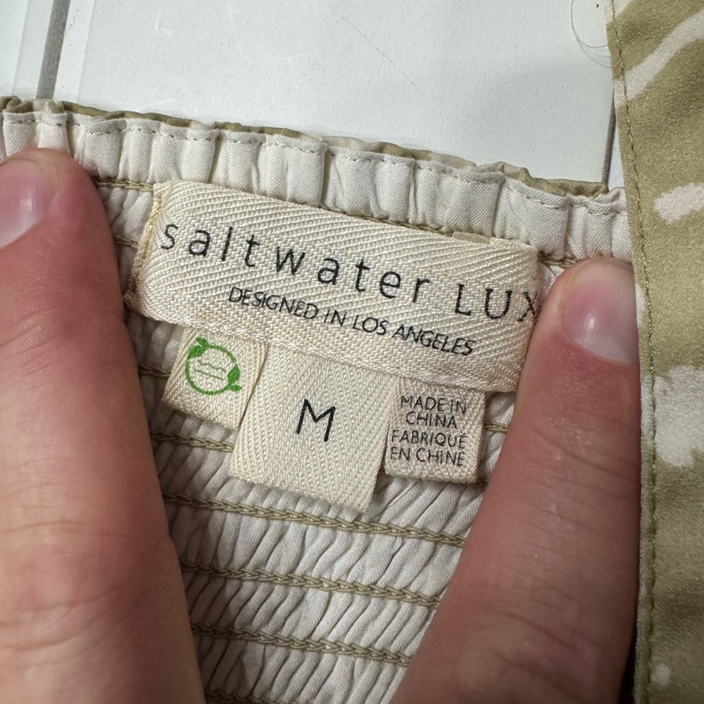 Saltwater Luxe Beige Patterned Maxi Wrap Dress Size Medium M - Picture 3 of 6